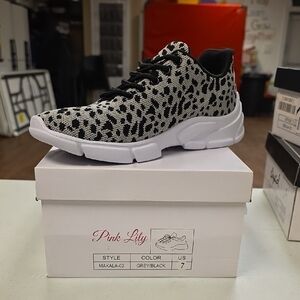 Pink Lily Grey and Black Knit Kids Sneaker